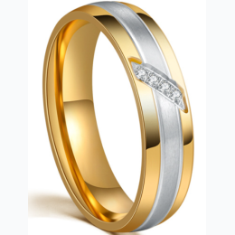 Zircon Micro Inlay Titanium Steel Ring