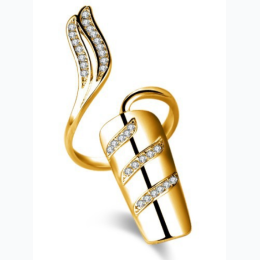 Women's Rhinestone Nail Ring - Gold Tone Index Finger