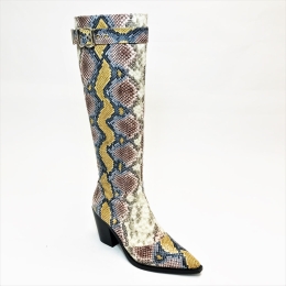 Women's A-Rider Snakeprint Buckle Detail Knee High Boots - Multi
