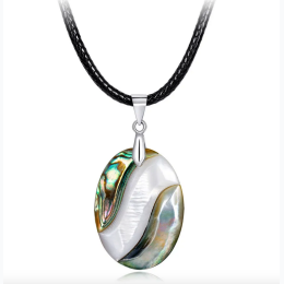Women's Natural Abalone Shell Oval Necklace