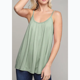 Women's Front Pleated Cami Tank Top - 3 Colors