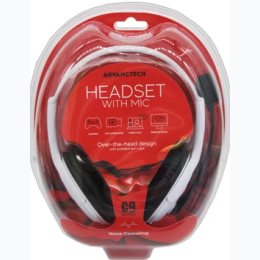 Gaming Headphone with Mic in White with Black Ear Cushions
