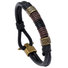 Men's Retro Multi-Tone Hemp Wrap Bracelet w/ Hook Closure