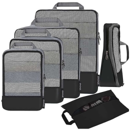 Bagail Travel Luggage Packing Cube Organizers in Black - 6pc Set