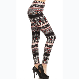 Extended Plus Size Fair Isle Printed Knit Legging - One Size Fist Most Sizes - 3X - 5X