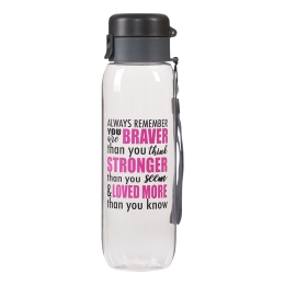 27 oz Vertex Clear Water Bottle - You Are Braver Stronger Loved