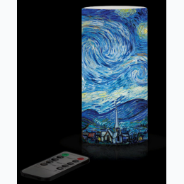6 in. LED Wax Candle With Remote Control - van Gogh Starry Night
