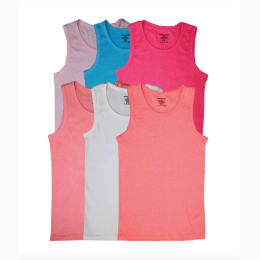 Girls Slightly Ribbed A-Shirt - Size 4-6X - Multiple Color Options
