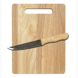 Rubberwood Cutting Board & Utility Knife Set