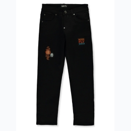 Boy's Born Fly Embroidered Applique Black Denim Jeans