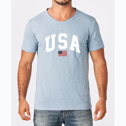 Men's USA Flag Print V-Neck T-Shirt - 2 Colors