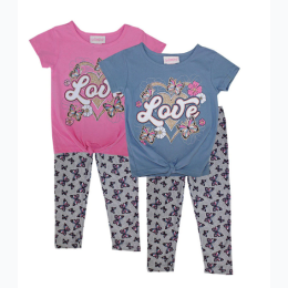 Girl's Heart Love Screen Top and Butterfly Print Legging - 2 Color Options