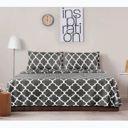 Luxurious Printed Bed Sheet Set - Full Size - Grey