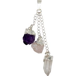 Harmonia Rose Quartz, Clear Quart  & Amethyst Healing Gemstone Pendant