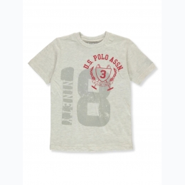Boy's U.S. POLO Assn "18" Crest Logo T-Shirt in Light Grey - SIZE 18